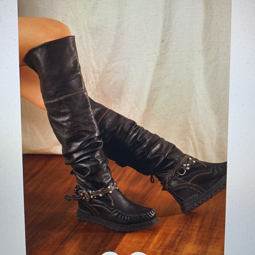 El Vaquero ITALY leather wayward tall mocc boot brown cottage core 7 37 boho